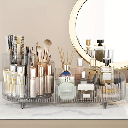 Transparent 360° rotating makeup organizer