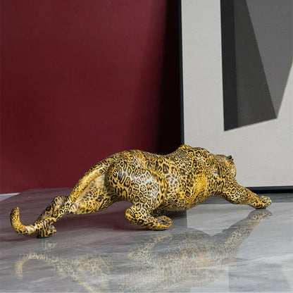 Painted Leopard Sculpture