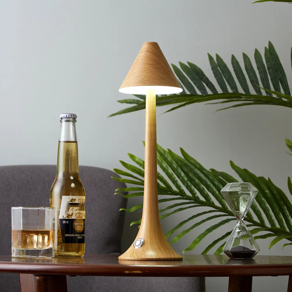 Wooden Style Rechargeable Table Lamp