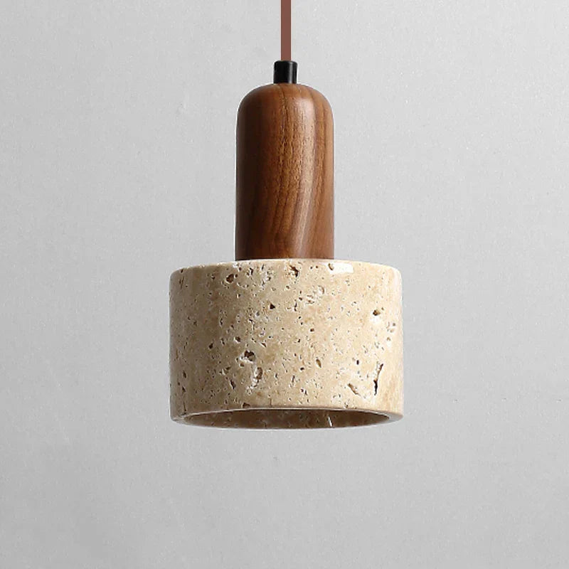 Fany Marble Stone and Wood Pendant Ceiling Light