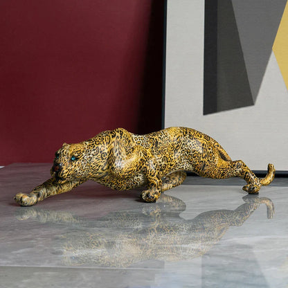 Painted Leopard Sculpture