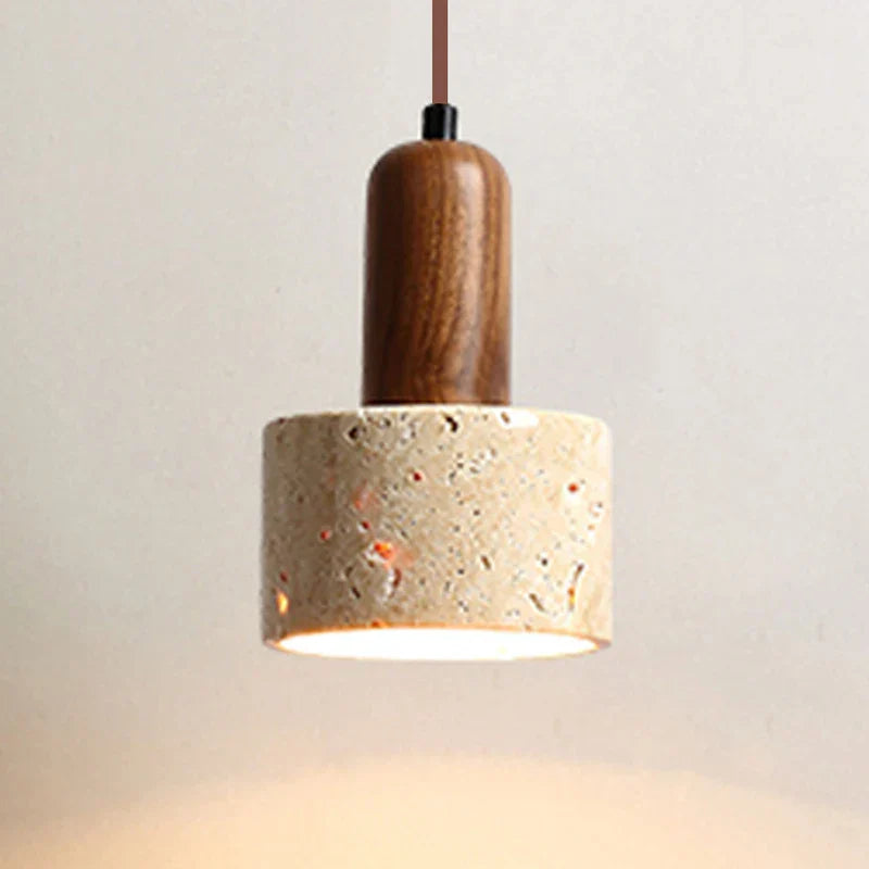 Fany Marble Stone and Wood Pendant Ceiling Light